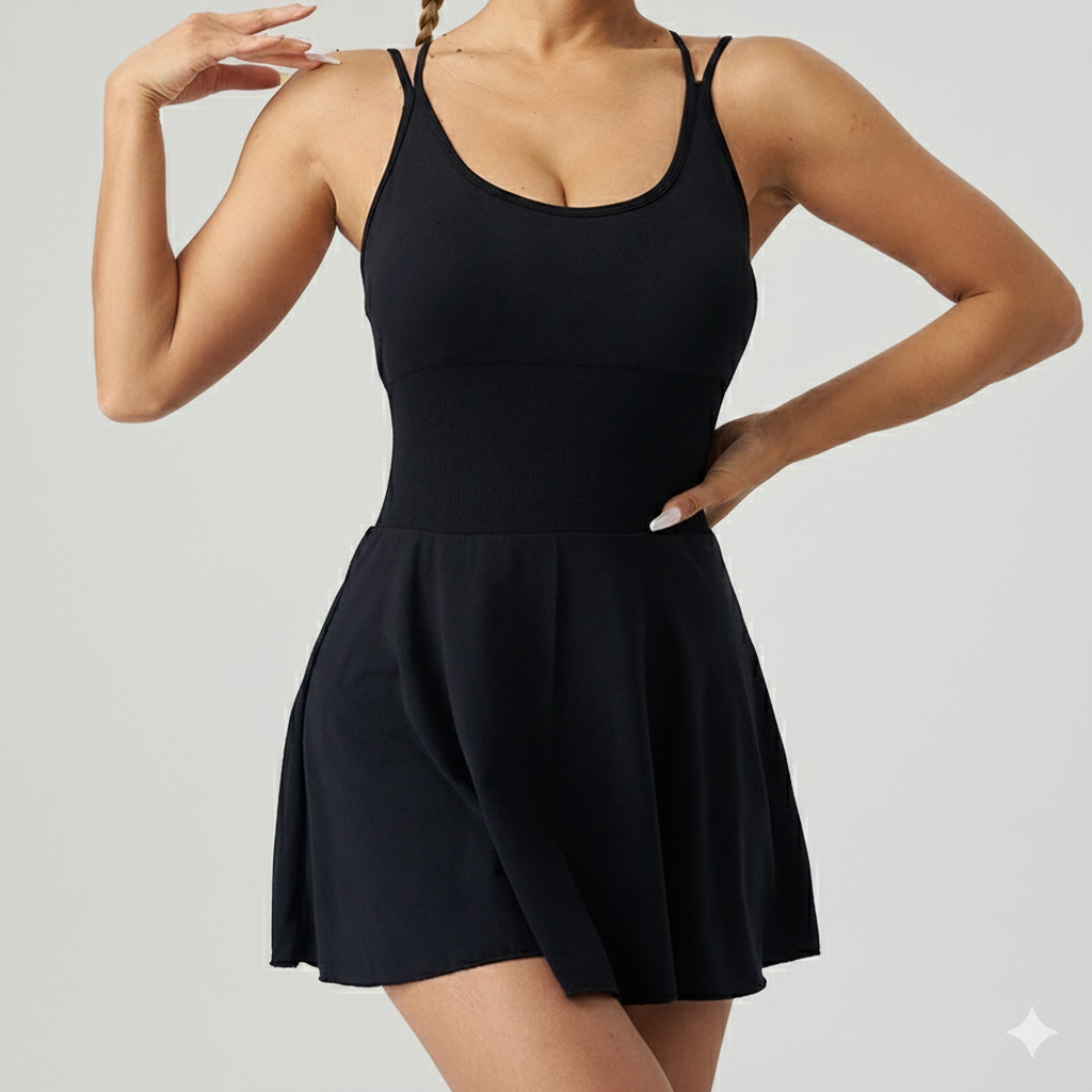 Sleek Athletic Mini-Dress with Shorts